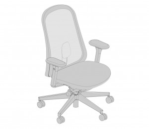 Line art of a Lino Chair, viewed from the front at an angle.