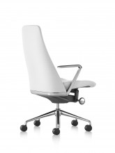 White leather Taper executive chair, viewed from a 45-degree angle.
